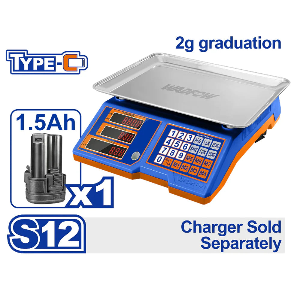 Wadfow ميزان 30 كيلو شحن مع بطارية